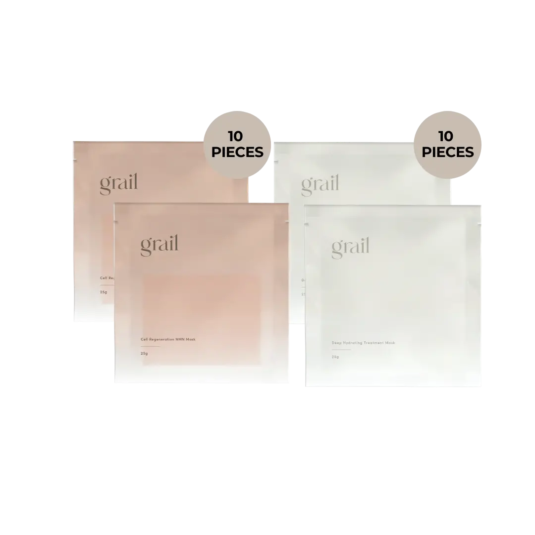 GRAIL Skin Reset Kit – NMN (2 Boxes) + Hydrating Masks Anti Aging (2 Boxes)